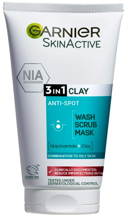 Garnier Pureactive Salicylic 3in1 Anti Pimple Clay Cleanser For Impure Skin 150 - Garnier Pureskin - 3600540710574