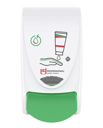 Hvid Deb Stoko Restore Dispenser Til Regenererende Creme Plast Grøn Trykknap - Deb Stoko Pureskin  - 5010424022101