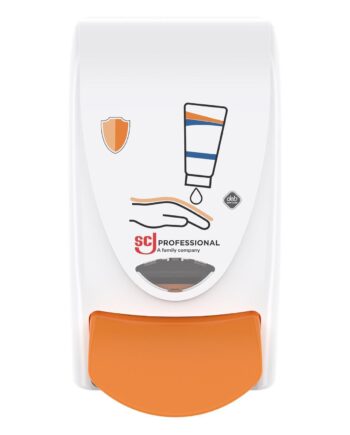 Hvid Deb Stoko Protect Dispenser Til Beskyttelsescreme Plast Gul Trykknap - Deb Stoko Pureskin  - 5010424022385