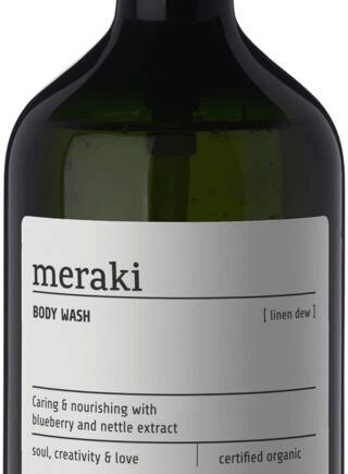 Sort Bodywash Meraki Linen Dew Brusegel Økologisk Cosmos Organic Blåbær & Brændenælde Pebermynte & Patchouli - Meraki Pureskin  - 5707644528161