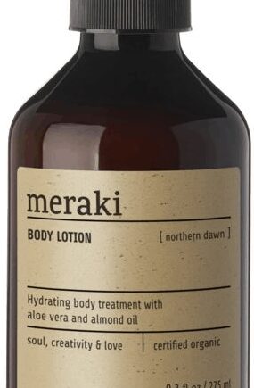 Sort Bodylotion Meraki Northern Dawn økologisk Hudlotion Med Mandelolie & Kakaosmør Cosmos Organic Duft Appelsin & Cedertræ Flaske Ø6 - Meraki Pureskin  - 5707644528185