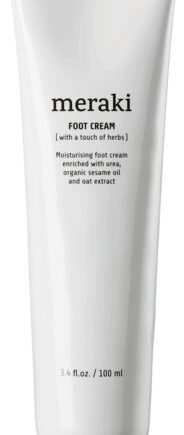 Hvid Fodcreme Meraki Foot 100 Fugtgivende Med Karbamid økologisk Sesamolie & Havreekstrakt Beroligende Urte Duft - Meraki Pureskin  - 5707644467767